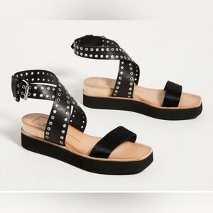 Dolce Vita Panko‎ Stud Leather Sandal Cow Hide Strap Wedge Women’s 6.5